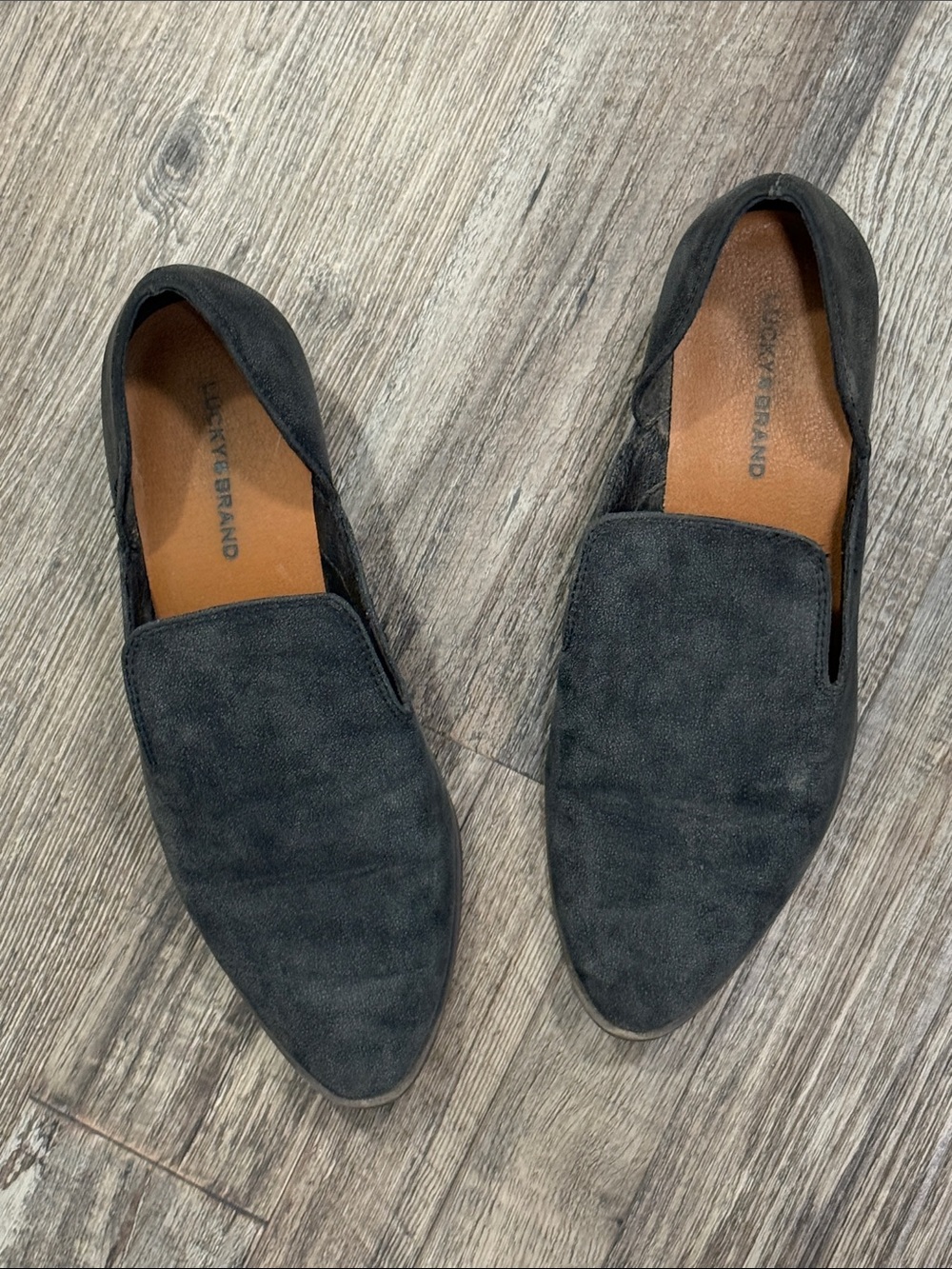 Lucky Brand Cahill Black Leather Flats Loafers Size 7.5